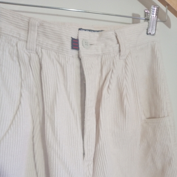 Esprit Sport Vintage pleated and tapered cream colored corduroy pants EUC size 7 - Picture 5 of 9